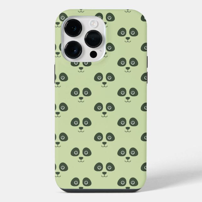Moderner süßer Panda-Gesicht hellgrün iPhone 14 Pro Max Hülle (Rückseite)