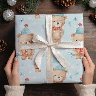 Moderner süßer Weihnachts-Teddybär Geschenkpapier