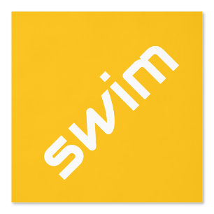 Moderner SWIM-weißer schlanker Text auf goldgelb Tapete