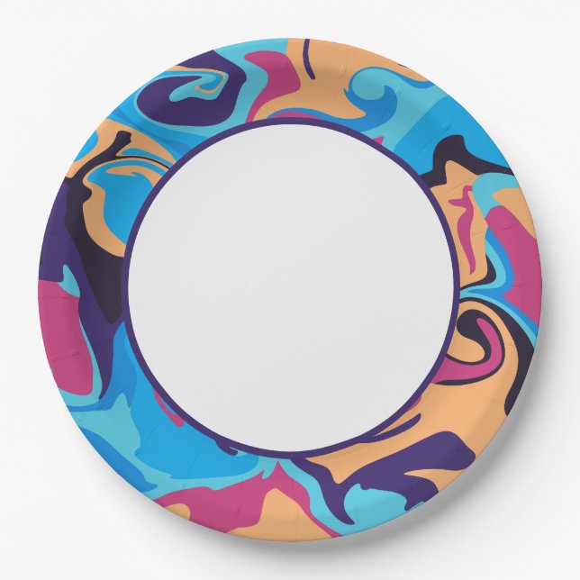 Moderner Swirl Pappteller (Vorderseite)