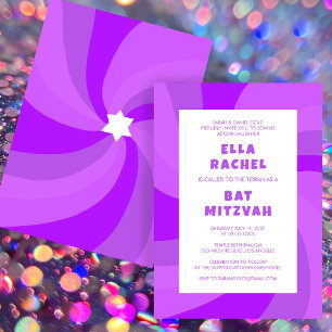 Moderner Swirl Star von David Custom Bar Bat Mitzv Einladung