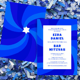 Moderner Swirl Star von David Custom Bar Bat Mitzv Einladung