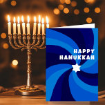 Moderner Swirl Star von David HAPPY HANUKKAH HOLID Karte<br><div class="desc">Eine perfekte Karte für ein jüdisches Fest! Handgemachte Kunst für Sie. Vollständig anpassbar! Klicken Sie auf "Personalisieren" oben, um den Text zu bearbeiten. Klicken Sie auf "Bearbeiten mit dem Designwerkzeug", um die Schriftart, Farben und Einstellungen anzupassen. Design ist auch als digitaler Download verfügbar, um sofort zu senden und auf der...</div>