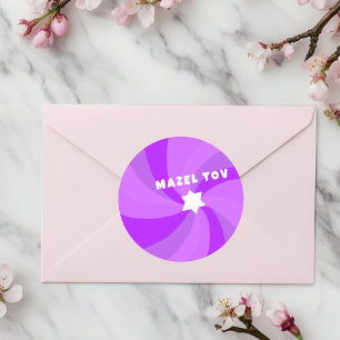 Moderner Swirl Star von David MAZEL TOV Mitzvah Runder Aufkleber