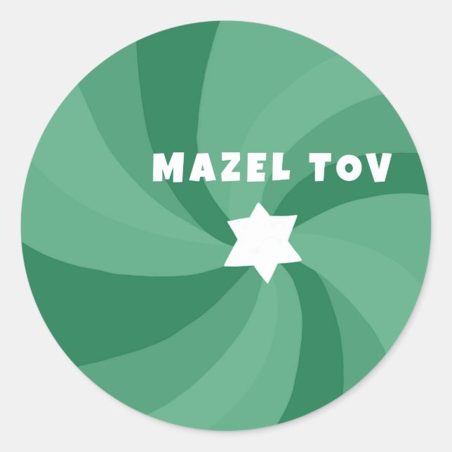 Moderner Swirl Star von David MAZEL TOV Mitzvah Runder Aufkleber (Vorderseite)