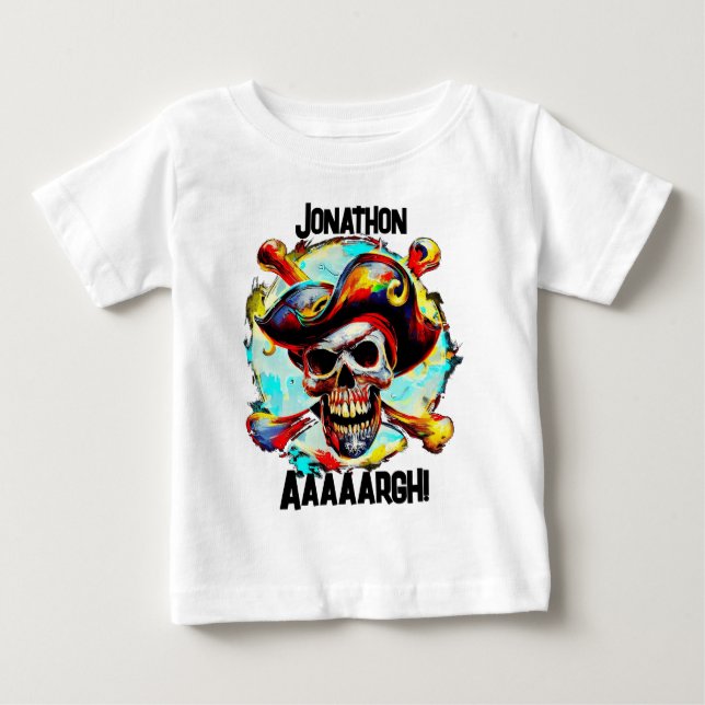 Moderner T - Shirt für Piratenflagge (Vorderseite)