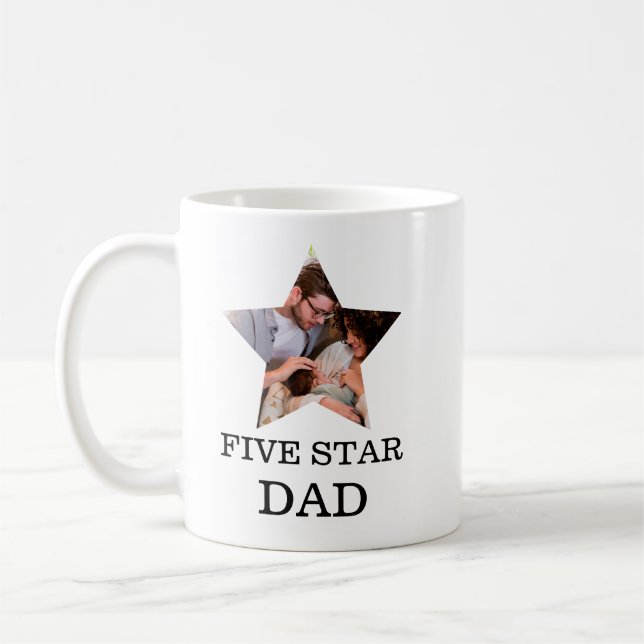 Moderner Tag Einzigartiger Vatertag Fünf-Sterne-Va Kaffeetasse (Links)