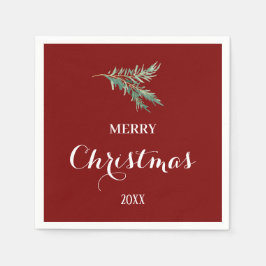 Moderner Tannenbaumzweig für Weihnachten Serviette