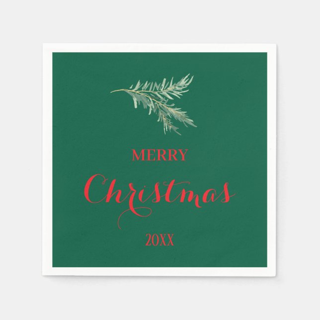 Moderner Tannenbaumzweig für Weihnachten Serviette (Vorderseite)