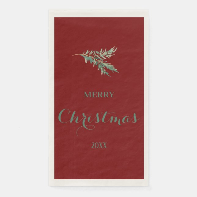 Moderner Tannenbaumzweig für Weihnachten Serviette (Vorderseite)