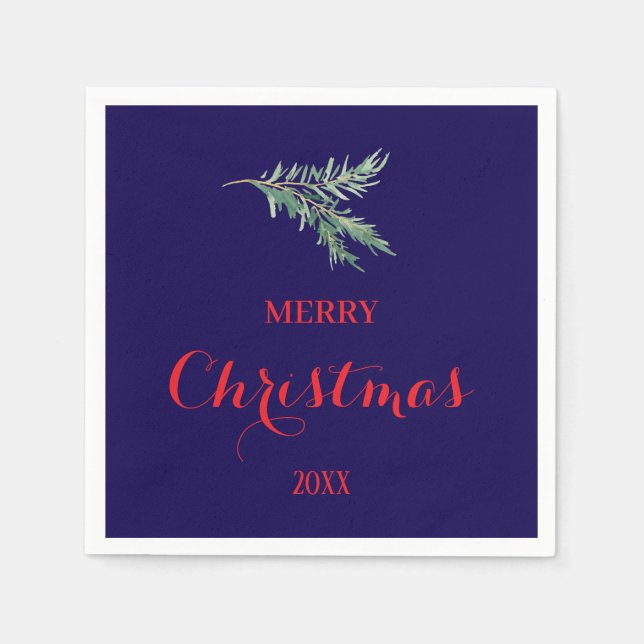 Moderner Tannenbaumzweig für Weihnachten Serviette (Vorderseite)