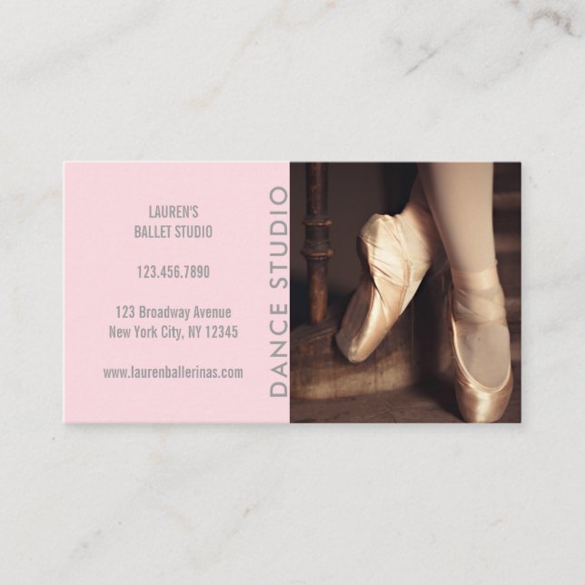 Moderner Tanz-Studio-Rosa-Ballerina-Ballett Visitenkarte (Vorderseite)