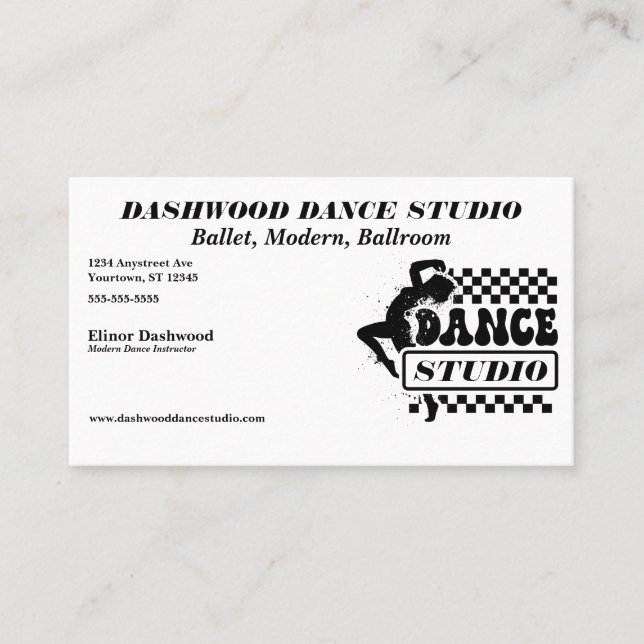 Moderner Tänzer mit Frame Dance Studio Visitenkarte (Vorderseite)