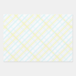 Moderner Tartan in blau-grün-gelben Tönen Geschenkpapier Set