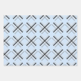 Moderner Tartan in blau-weiß und schwarz Geschenkpapier Set