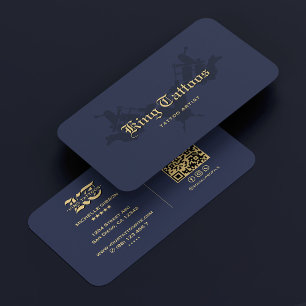 Moderner Tätowierer Tätowiererin Goth Dark Blue Visitenkarte