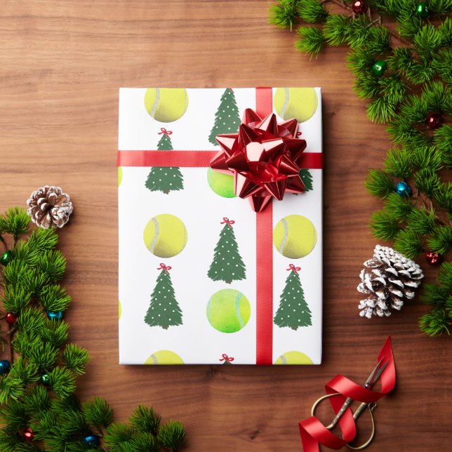 Moderner Tennis-Ball Weihnachtsbaum Geschenkpapier (Feiertagsgeschenk)