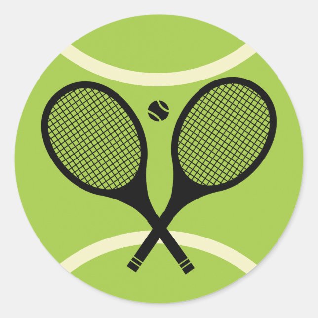 Moderner Tennisschläger-Ball Runder Aufkleber (Vorderseite)