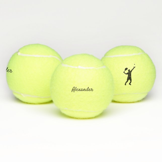 Moderner Tennisspieler personalisiert Tennisbälle (Multi)