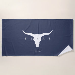 Moderner Texas Longhorn Summer Individuelle Name B Strandtuch