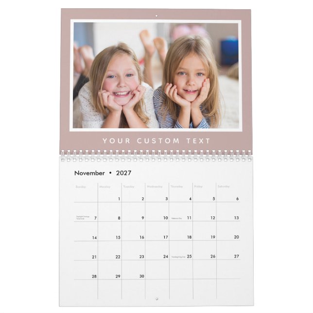 Moderner Text für benutzerdefiniertes Foto der 202 Kalender (Nov 2027)