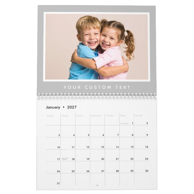 Moderner Text für benutzerdefiniertes Foto der 202 Kalender (Jan 2027)