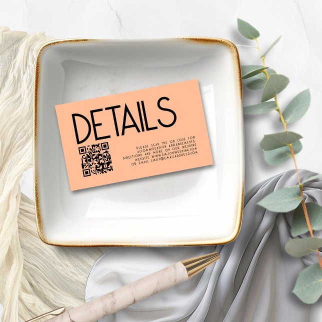 Moderner Text QR Code für Hochzeitsdetails Begleitkarte (Von Creator hochgeladen)