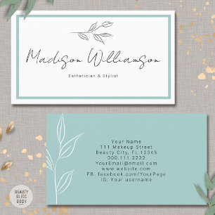 Moderner Therapeut Stylist Spa Minimalist Botanisc Visitenkarte
