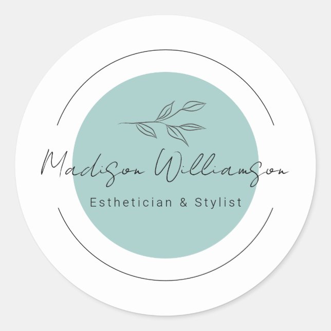 Moderner Therapeut Stylist Wellness-Center Minimal Runder Aufkleber (Vorderseite)