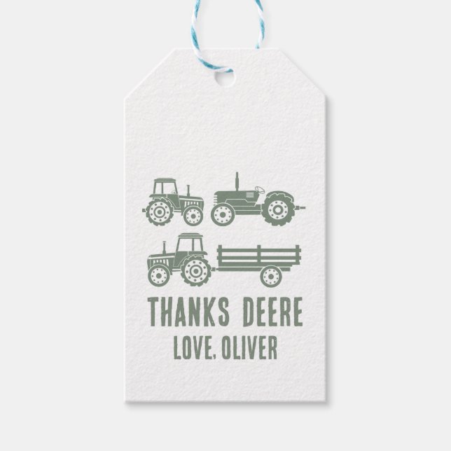 Moderner Traktor Geburtstagsfeier Geschenk Geschenkanhänger (Vorderseite)