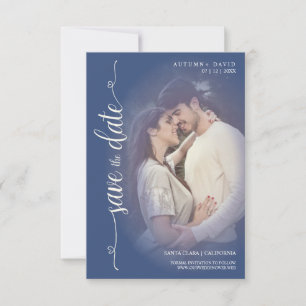 Moderner Transparenzeffekt in blauem Verlobtem Fot