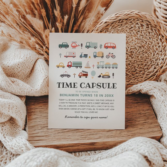 Moderner Transport Geburtstag Zeitkapsel Zeichen Sockelschild (Von Creator hochgeladen)