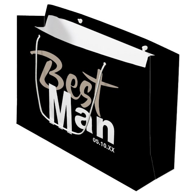 Moderner Trauzeuge Große Geschenktasche Geschenktüte (Vorderseite Schrägansicht)