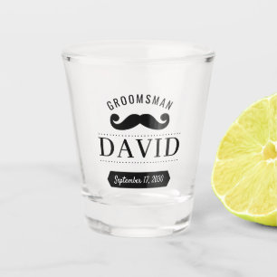 Moderner Trauzeuge Mustache Name Hochzeitsheizung Schnapsglas