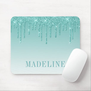 Moderner, trendiger Aquamariner Glitzer Mousepad