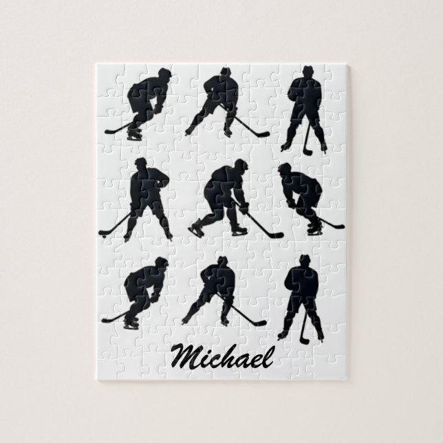 Moderner trendiger Eishockeyspieler Personalisiert (Vertikal)