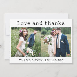 Moderner, trendiger Schreibmaschinentext Hochzeit  Dankeskarte