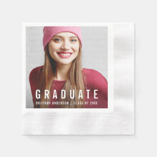 Moderner Trendy Abschluss-Party-Foto-Name Serviette