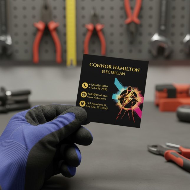 Moderner, trendy, Cooler Blitzer Quadratische Visitenkarte (Von Creator hochgeladen)