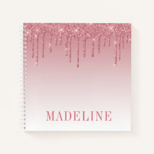 Moderner Trendy Dusty Pink Glitzer Tropfen Notizbuch