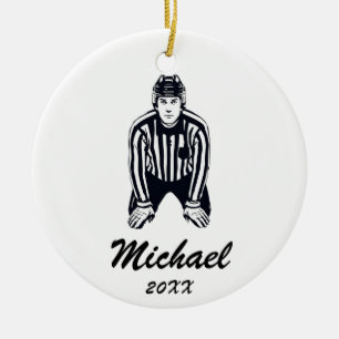 Moderner trendy Eishockey-Schiedsrichter Personali Keramik Ornament