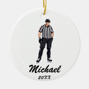 Moderner trendy Eishockey-Schiedsrichter Personali Keramik Ornament