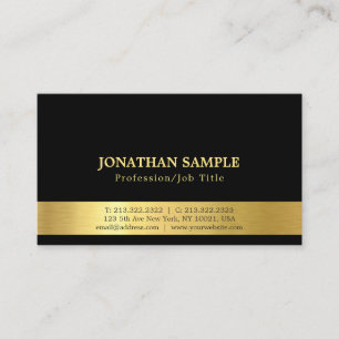 Moderner Trendy Elegante Schwarz und Gold Schlicht Visitenkarte