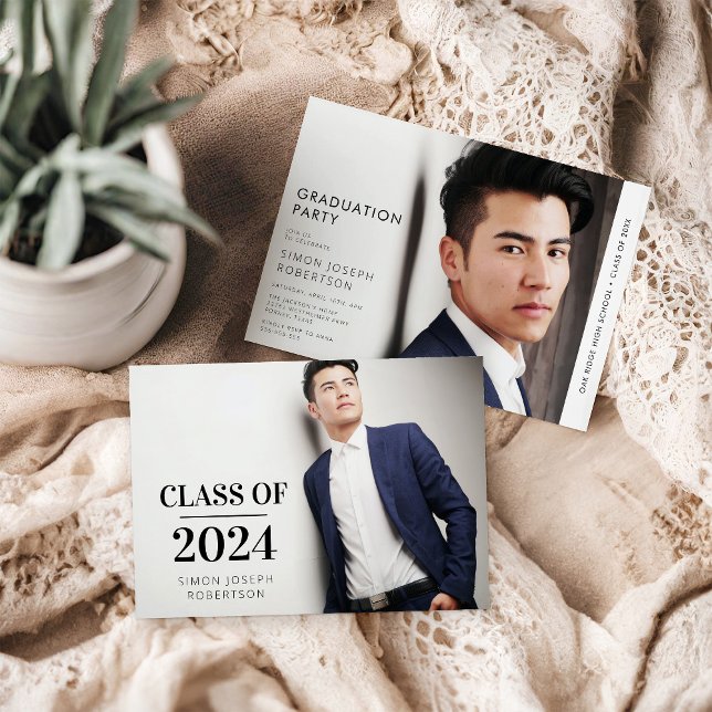 Moderner Trendy Foto Abschluss Einladung (Von Creator hochgeladen)