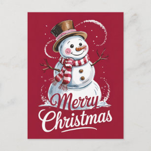 Moderner Trendy Frohe Weihnachtsschneemann Feiertagspostkarte