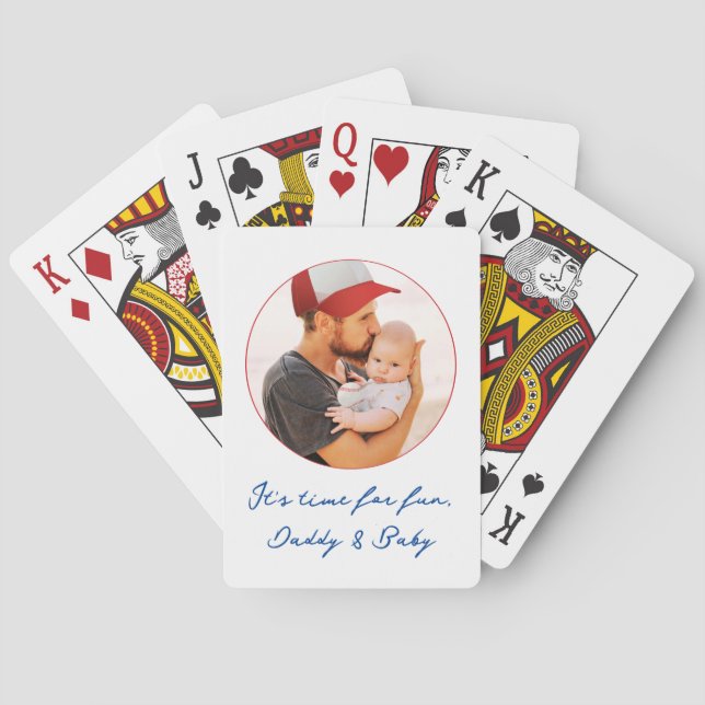 Moderner Trendy Keepake Foto Vater Erster Vatertag Spielkarten (Rückseite)