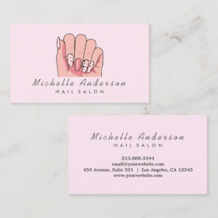 Moderner Trendy Nails Salon Nageltechniker Pink Visitenkarte