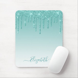 Moderner Trendy Stylish Script Aquamarin Glitzer Mousepad