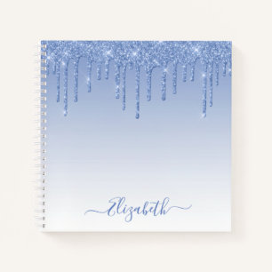 Moderner Trendy Stylish Script Dusty Blue Glitzer Notizbuch