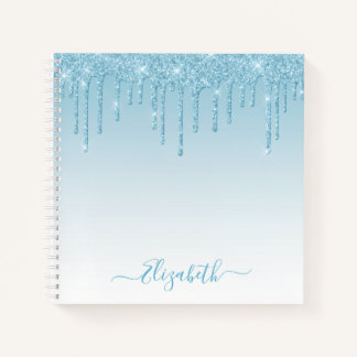 Moderner Trendy Stylish Script Light Blue Glitzer Notizbuch
